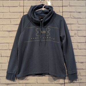 Under Armour Women's Size M Hoodie Sweatshirt Blue Yellow Logo Front Long Sleeve